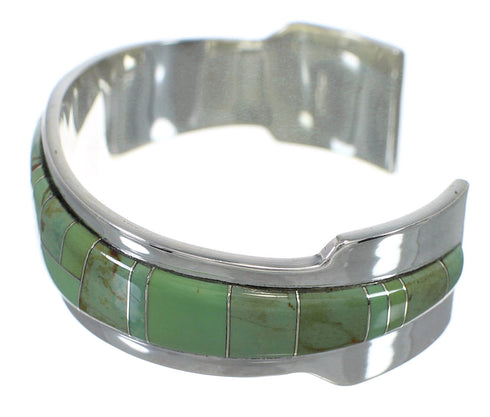 Authentic Sterling Silver Turquoise Inlay Southwest Cuff Bracelet VX60543